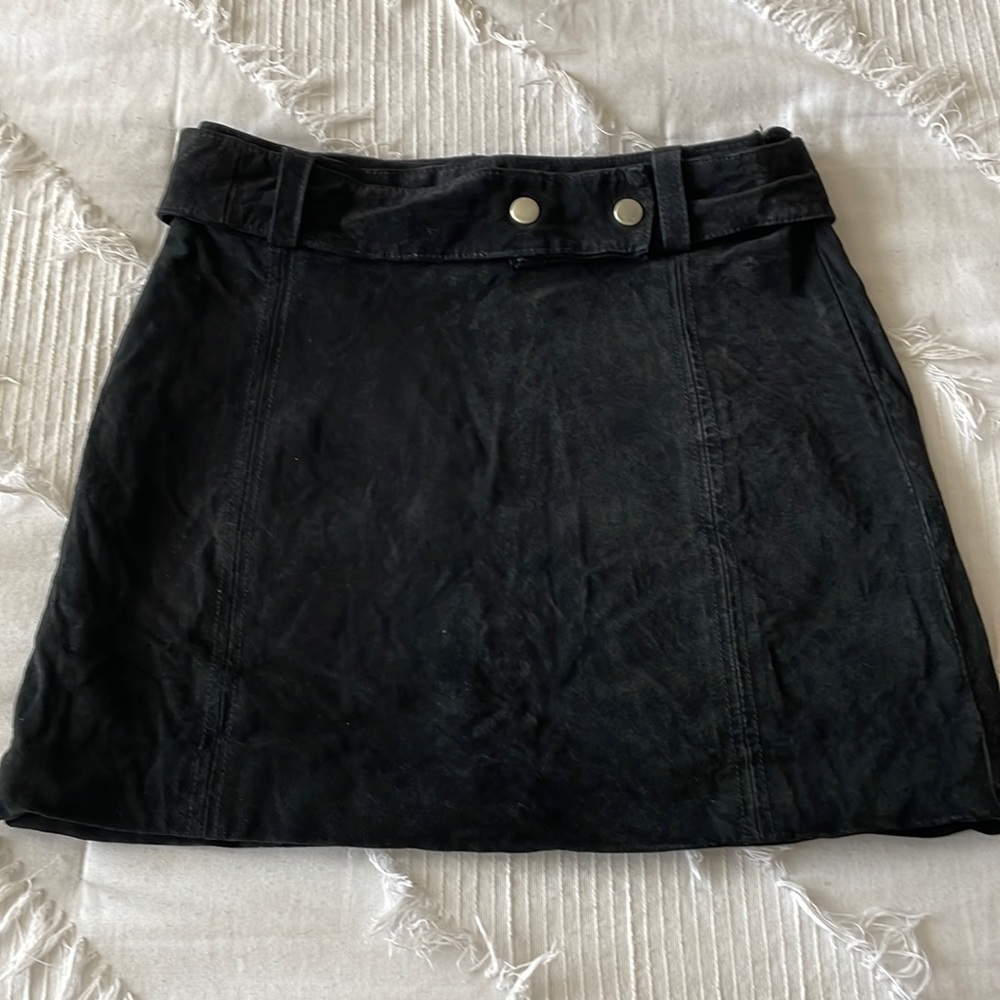 Zara black suede high waisted skirt